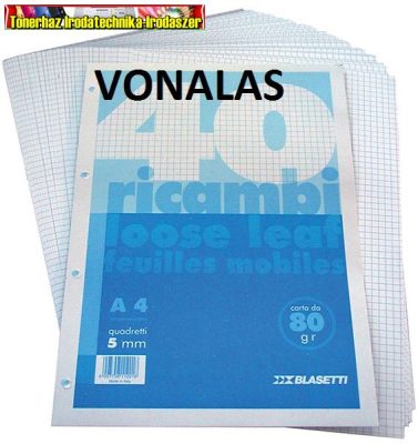 Gyűrűskönyv betét -Ricambi -1201- A/4 40 lap VONALAS FEHÉR BLASETTI