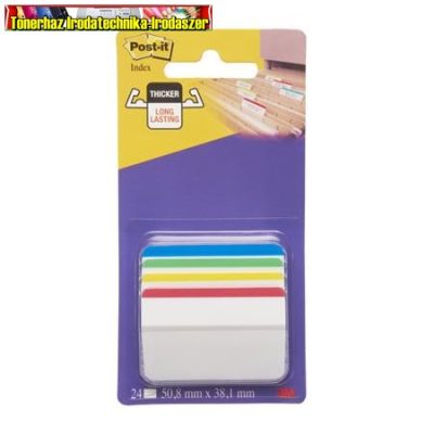 Jelölőcímke, műanyag, függőmappához, 4x6 lap, 50,8x43,2 mm, 3M POST-IT, vegyes LPJ686A1