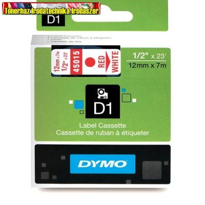 DYMO D1 (S0720550) 45015- 12mmx7m PIROS betű/FEHÉR háttér 
