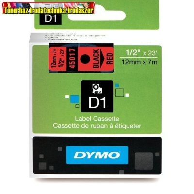 DYMO D1 (S0720570) 45017- 12mmx7m FEKETE betű/PIROS háttér