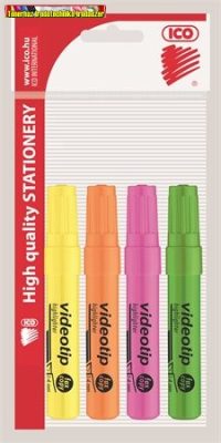 Szövegkiemelő készlet, 1-4 mm, ICO Videotip, 4 különböző szín