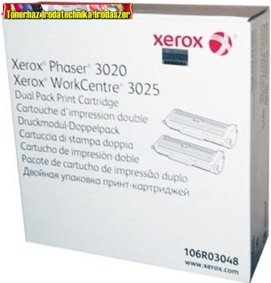 XEROX Eredeti Toner DUO PACK Phaser 3020/ WorkCentre 3025, (2*1500 /oldal) fekete 106R03048
