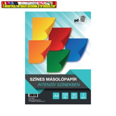 Másolópapír színes PD Clairefontaine A/4 80g vegyes intenzív színek 5x20 ív/csomag