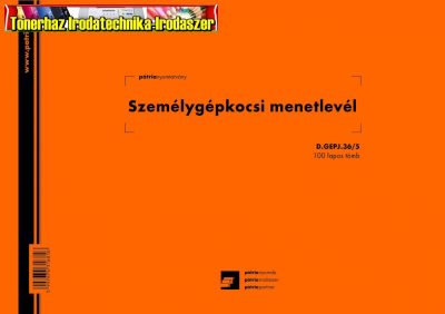 Menetlevél A/5 100 lap d.Személygépjármű .36/5 PÁTRIA