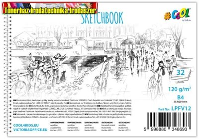 Vázlatfüzet, famentes, B4, spirál, 32 lap, VICTORIA