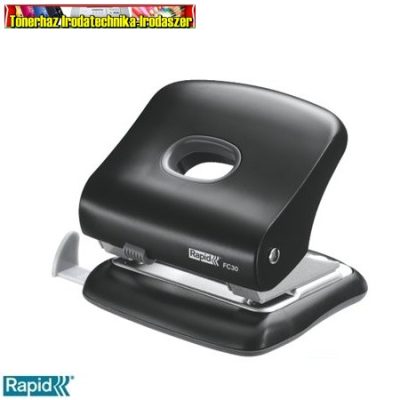 RAPID FC30 Lyukasztó, nagyteljesítményű, kétlyukú, 30 lap, fekete