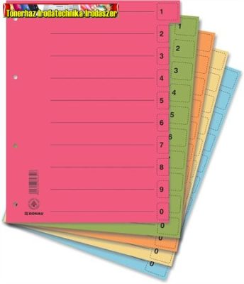 Donau Karton elválasztó lapok, mikroperforált, A4, 50lap/csg vegyes színek