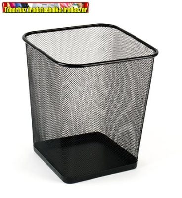 Papírkosár szögletes fémhálós fekete
