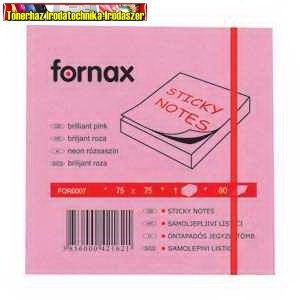 Jegyzettömb FORNAX öntapadós 75x75 mm neon rózsaszín 80 lap/cs