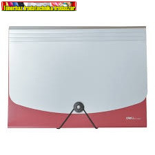 Deli 5558 Irattartó gumis mappa 12 részes műanyag szürke-bordó (harmónika)