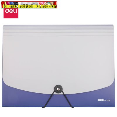 Deli 5558 Irattartó gumis mappa 12 részes műanyag szürke-kék (harmónika)