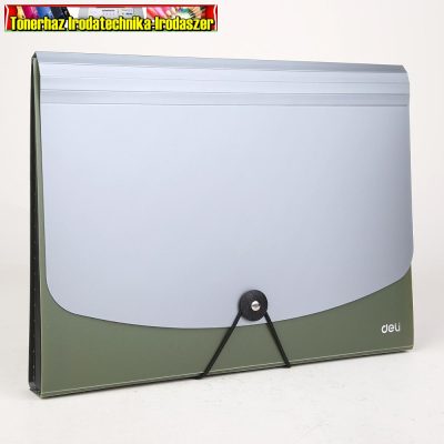 Deli 5558 Irattartó gumis mappa 12 részes műanyag szürke-zöld (harmónika)