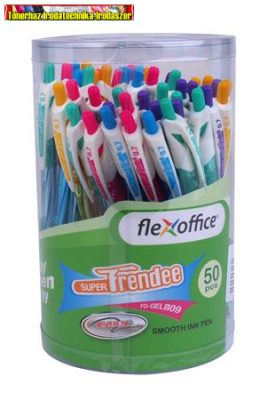 FLEXOFFICE TRENDEE ZSELÉS NYOMÓGOMBOS GOLYÓSTOLL 0,35 mm,vegyes színű test, kék írásszín