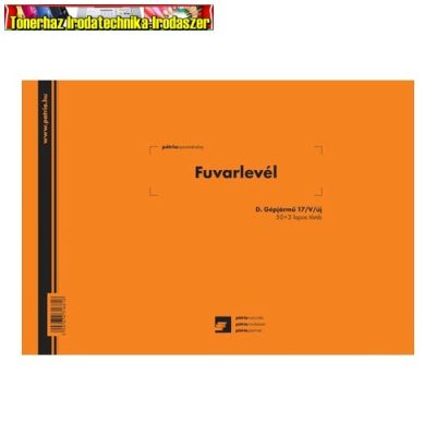 Fuvarlevél 50x3 lapos tömb A/4 fekvő PÁTRIA D.GEPJ.17/V/UJ