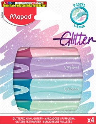 MAPED Glitter Fluo Peps Szövegkiemelő, 1-5 mm, vegyes pasztell színek 4DB/CS