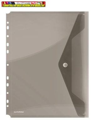 Irattartó tasak, A4, PP, patentos, lefűzhető, DONAU, füstszínű