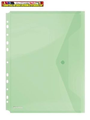 Irattartó tasak, A4, PP, patentos, lefűzhető, DONAU, zöld
