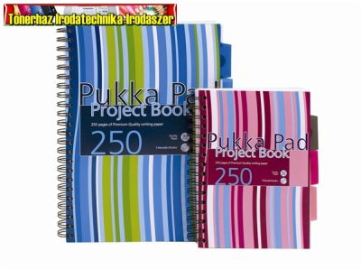 Spirálfüzet, A5, vonalas, 125 lap, PUKKA PAD Stripe project book (A/5)