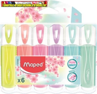 Szövegkiemelő készlet, 1-5 mm, MAPED Fluo Peps , 6 különböző pasztell szín
