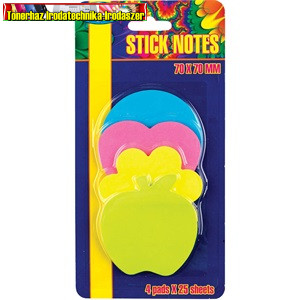 Öntapadós jegyzettömb Centrum Stick Notes 70x70 mm 4x25 lapos neon vegyes színek (80316)