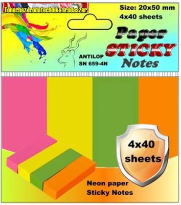 Antilop SN 659-4N papír jelölő címke 4x40 lap 20x50 mm-es neon (oldaljelölő címke)
