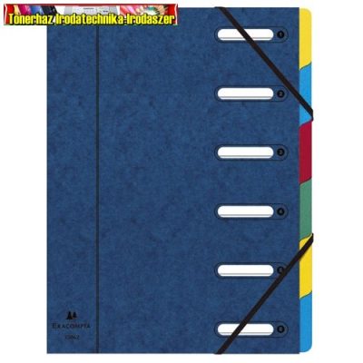 Előrendező Exacompta 245x320 mm 6 részes gumis ablakos karton kék 55062E