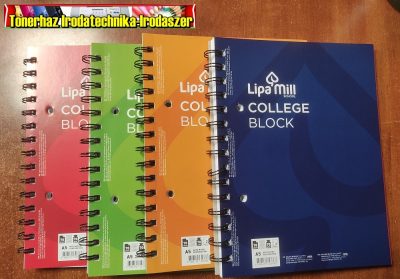Spirálfüzet LIPA MILL perforált A5 70lap+2lyuk,duplaspirál, vonalas