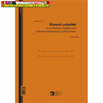 Nyomtatvány, B.15-17/ÚJ Kimenő számlák és az általános forgalmi adó befizetési kötelezettség nyilvántartó 50 lapos füzet 3 Áfás 240x340 mm PÁTRIA