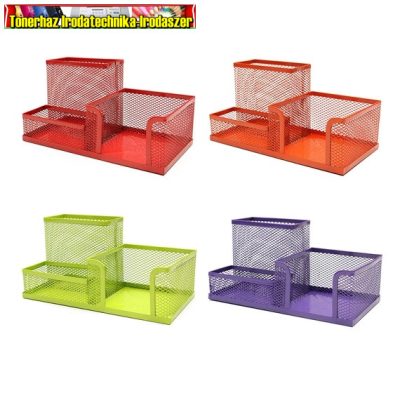 Fémhálós asztali szett TREND háromrészes, színes (asztali írószertartó)