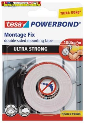 Tesa PowerBond Ragasztószalag kétoldalas, rögzítószalag ultra erős 19mmX1,5m (55791)