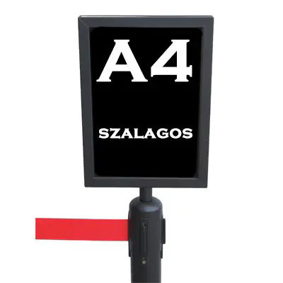 Információs tábla fekete álló, A4 (KITFA4A)