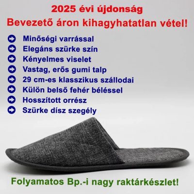 Zárt orrú szállodai papucs, 2mm gumi betét, 29cm (KRSNR3)
