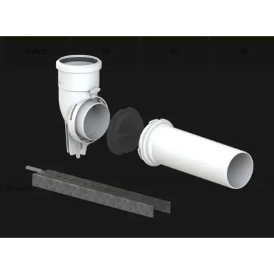 TRICOX PRBK20 egyfalú bekötő könyök rövidített tartó sínnel PPs 80 mm
