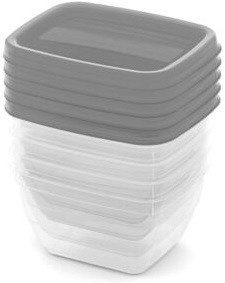 Curver Vedo Ételtartó szett 5*0,25L Szögletes Szürke/Átlátszó (6/karton)