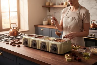 Csokoládé temperáló, analóg, 1,5 l x4, 79x26x13,5 cm, Meltinchoc