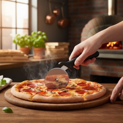 Pizzaszeletelő kerék, 10 cm átmérő, 24 cm teljes hossz - Prémium Kialakítás