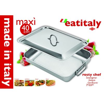 EATITALY tepsi+fedő 42x34 cm, mélység 5 cm, dobozban - Olasz minőség