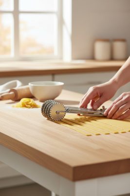 Tésztavágó, süteményosztó, 5 kerekes, hullámos, rozsdamentes