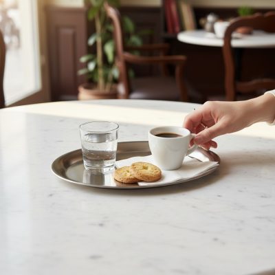 Kávéházi Tálca, ovális, 19,5x15 cm, rozsdamentes - Német minőség