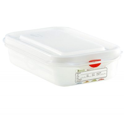 Denox GN edény 1/4 150 mm 4,3 liter ételtároló légmentesen záró fedővel