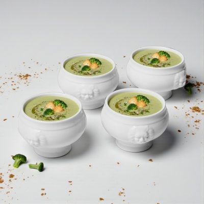 Oroszlánfejes mini levestál, 100 ml – elegáns, strapabíró porcelán, 6 db-os csomag