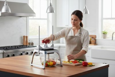 Asztali szeletelő-kockázó manuális készülék 6,4 mm kockákhoz