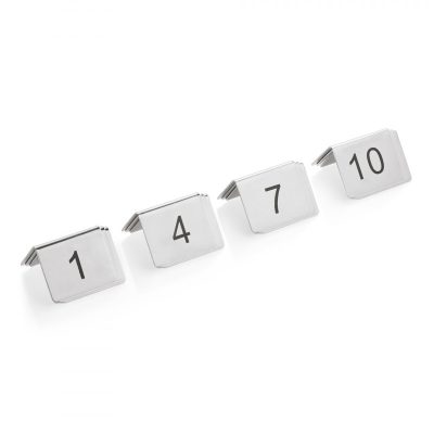 Asztalszám tábla készlet, számok 1-12-ig, rozsdamentes