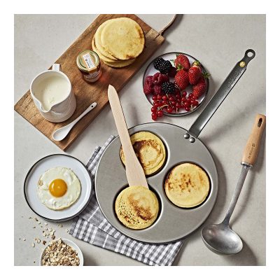 Mineral B Bois 3 fészkes blini vas palacsintasütő bükkfa nyéllel 27 cm, de Buyer