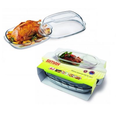 Simax Hőálló Jénai Tál Fedővel, 8 Liter – Kenyérsütéshez és Kacsasütéshez