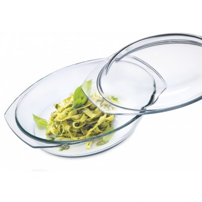 Hőálló jénai tál fedővel, ovális, 3,0 liter+1,4 liter, Simax (elf)