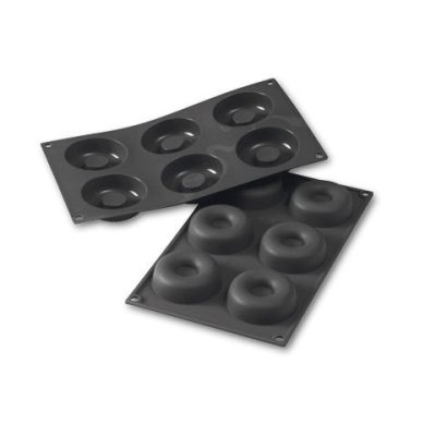 Szilikon sütőforma, Savarin, 6 adag, külső mérete 297x176 mm, 72 mm átm., 23 mm mély