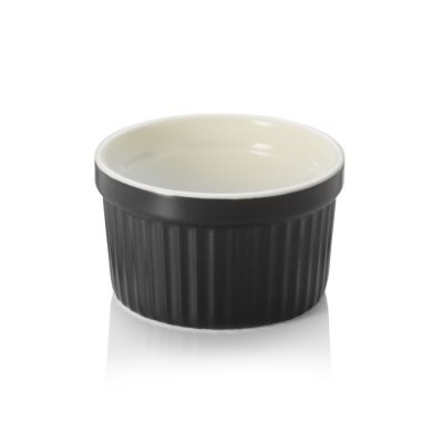 Ramekin-szufléforma, 7x4 cm, fekete sorolható porcelán, 6 db-os csomag - Német minőség