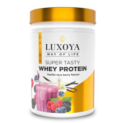 Luxoya Super Tasty Whey Protein 450g - Vanília-erdei gyümölcs ízű