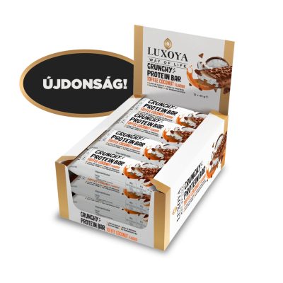 Luxoya Crunchy bar fehérje szelet 12x45 g - Karamella Kókusz ízű